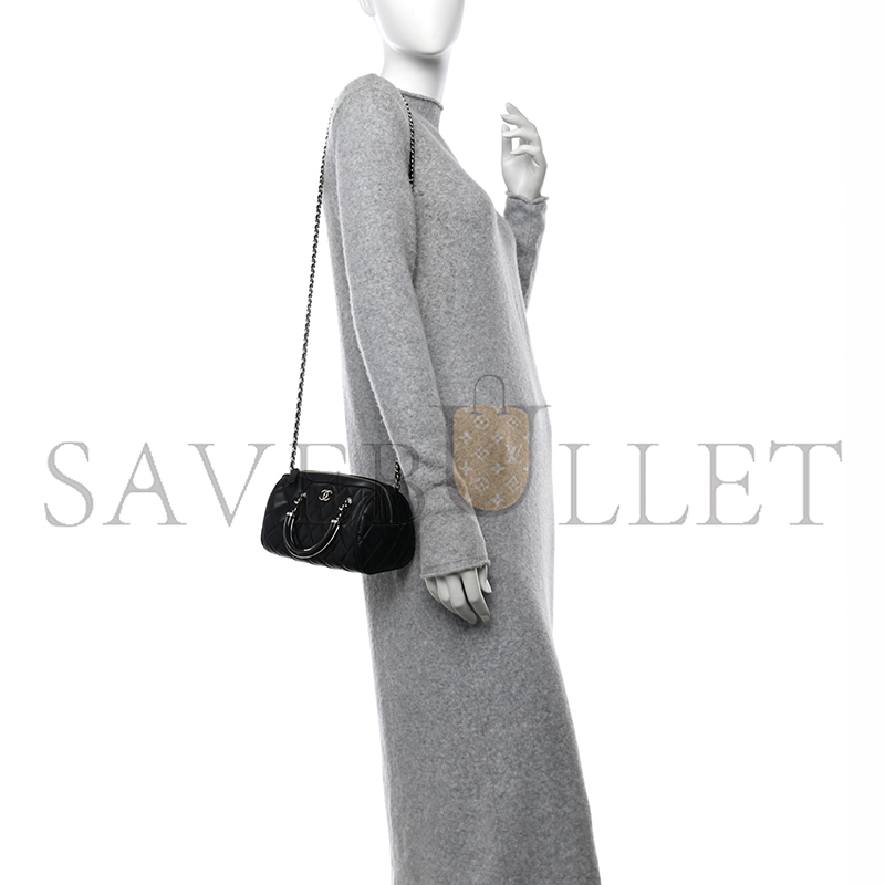 Ch*el master lambskin quilted mini bowling bag black (18*12*10cm)